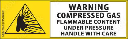 Flammable content compressed gas handle with care warning notice.eps