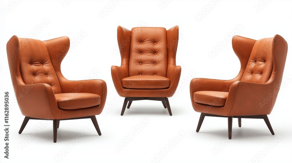 Contemporary leather chair design featuring multiple angles for home and office interiors