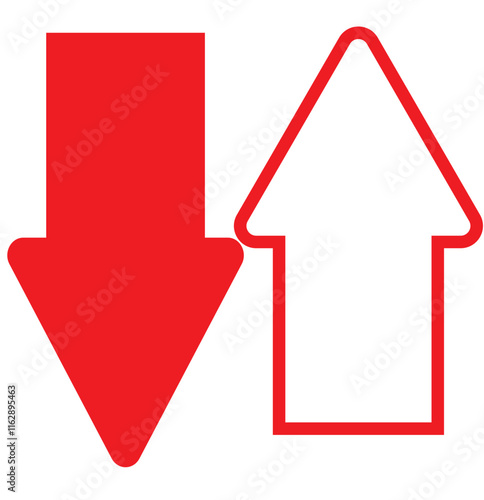 Up and down arrow icon in rounded corner. Upward and downward sign symbol