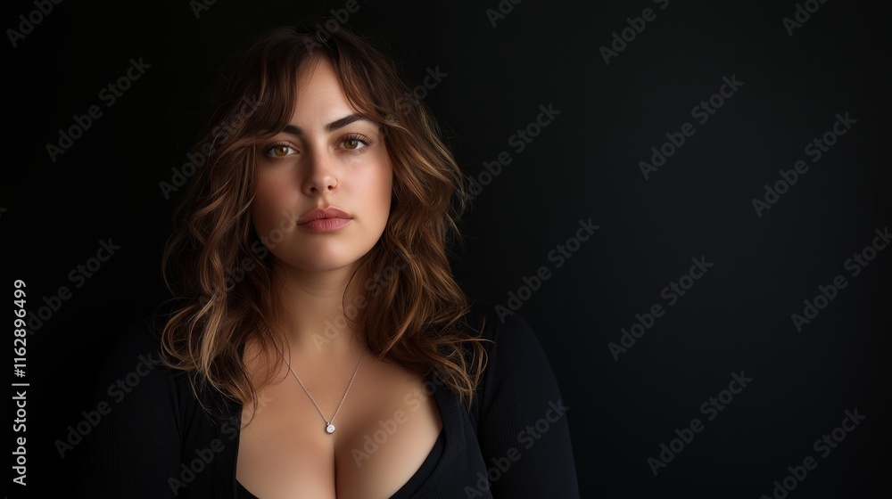 Empowering portrait of a curvy woman in a studio setting showcasing confidence and beauty Empowering portrait of a curvy woman in a studio setting showcasing confidence and beauty