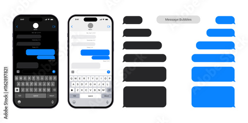 Smart Phone chatting sms template bubbles. Smartphone chatting bubbles. Dialogue bubbles. Chat icon message symbol, transparent background 