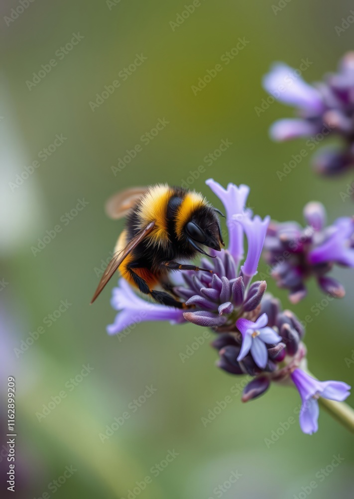 Close-up of a bumblebee pollinating a purple lavender flower bokeh gold gold background glitter bokeh glow Close-up of a bumblebee pollinating a purple lavender flower bokeh gold gold background glitter bokeh glow