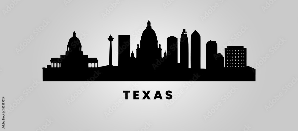 Obraz premium Texas State USA vector skyline city scape silhouettes