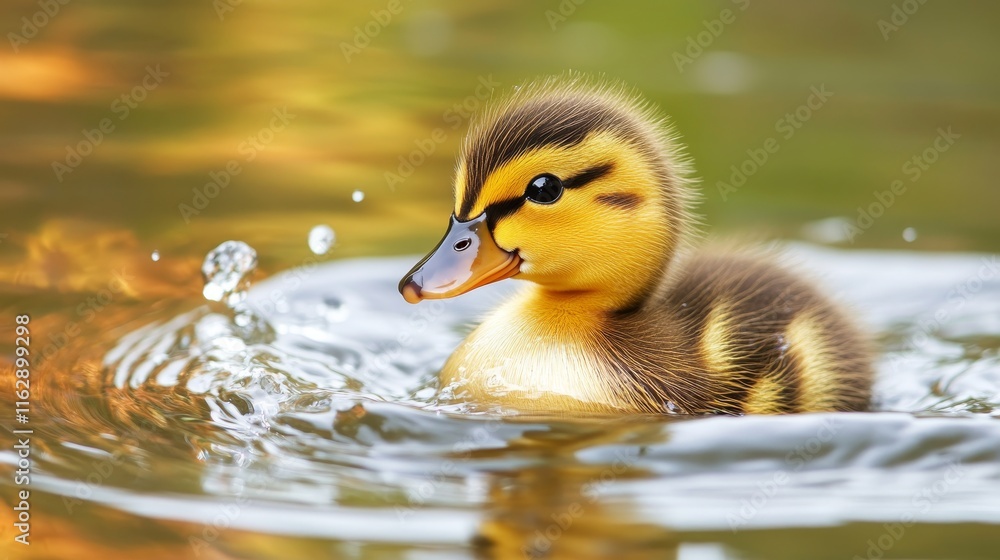A cute duckling swimming in water, surrounded by gentle ripples and natural beauty. A cute duckling swimming in water, surrounded by gentle ripples and natural beauty.