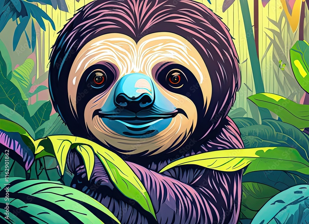 A Sloth in the Jungle, pop art style