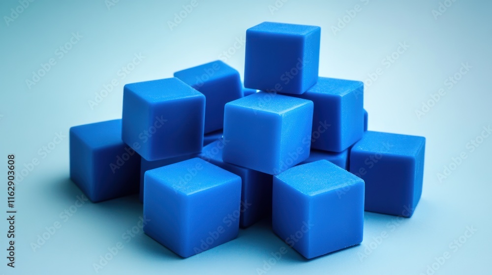 Abstract Composition of Blue Cubes: A Study in Form and Structure Abstract Composition of Blue Cubes: A Study in Form and Structure
