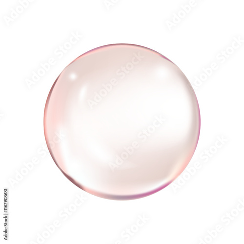 Realistic glossy glass ball.Abstract 3D light bubble with glare.Geometric abstract shape.