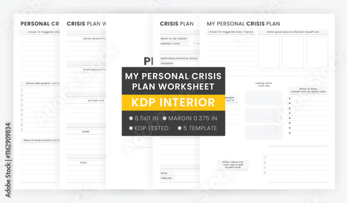 My Personal Crisis Plan Worksheet Printable Template Bundle, Self Help Mental Health