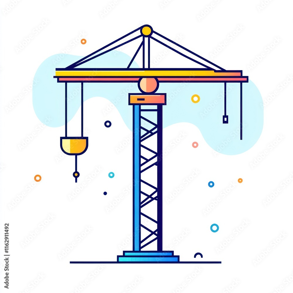 A Colorful Illustration Of A Construction Crane