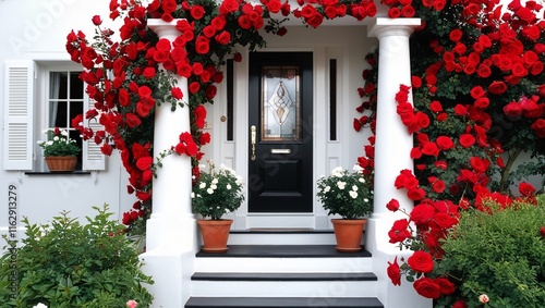 door with flowers , AI Generated.
