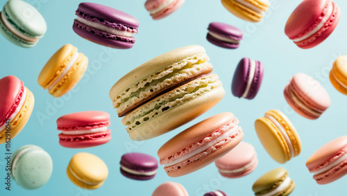 Wallpaper Mural  Various colorful of macarons floating on the air,Desserts sweet cake concept	



 Torontodigital.ca