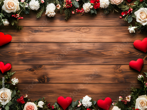 wood Background love valentines day febrary 14 hearts photo