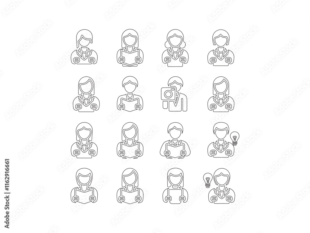 Teacher icon set vector lineart. Teacher icon set vector lineart.