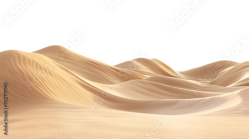 sand dunes with intricate wavy patterns and smooth curves isolated on white background