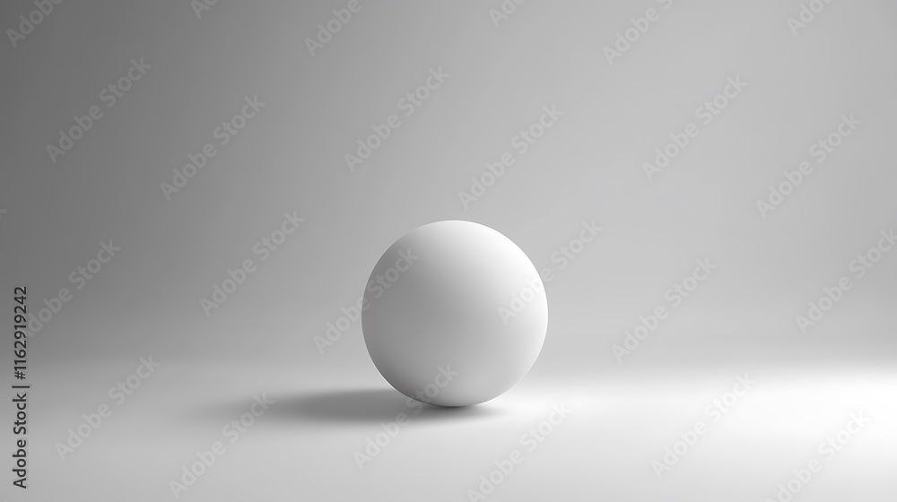 Single white sphere on light grey background. Single white sphere on light grey background.