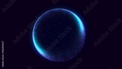 Abstract technology sphere with connecting dots, lines and triangles. Digital abstract network structure. 3D rendering.