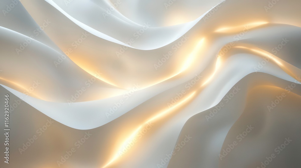 Obraz premium Abstract background with soft, flowing, white curves and warm, glowing lines.