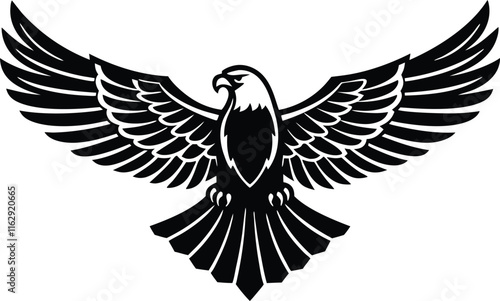 Majestic Black Eagle Soaring Wings Freedom Power Symbol Graphic photo