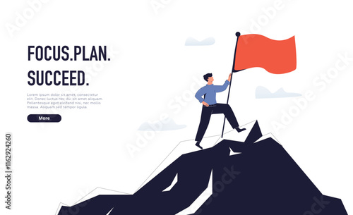 Winner, business success, goal profit and analytics banner. Presentation slide templates or hero banner images