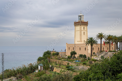 Photo of Cape Spartel and lighthouse in Tangier, Morocco on a cloudy day