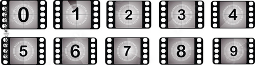 Movie countdown retro vector cinema scree. retro countdown 0 to 9. vector eps10