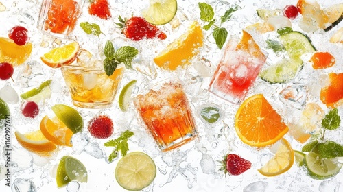 Refreshing summer cocktails with fruit and ice.