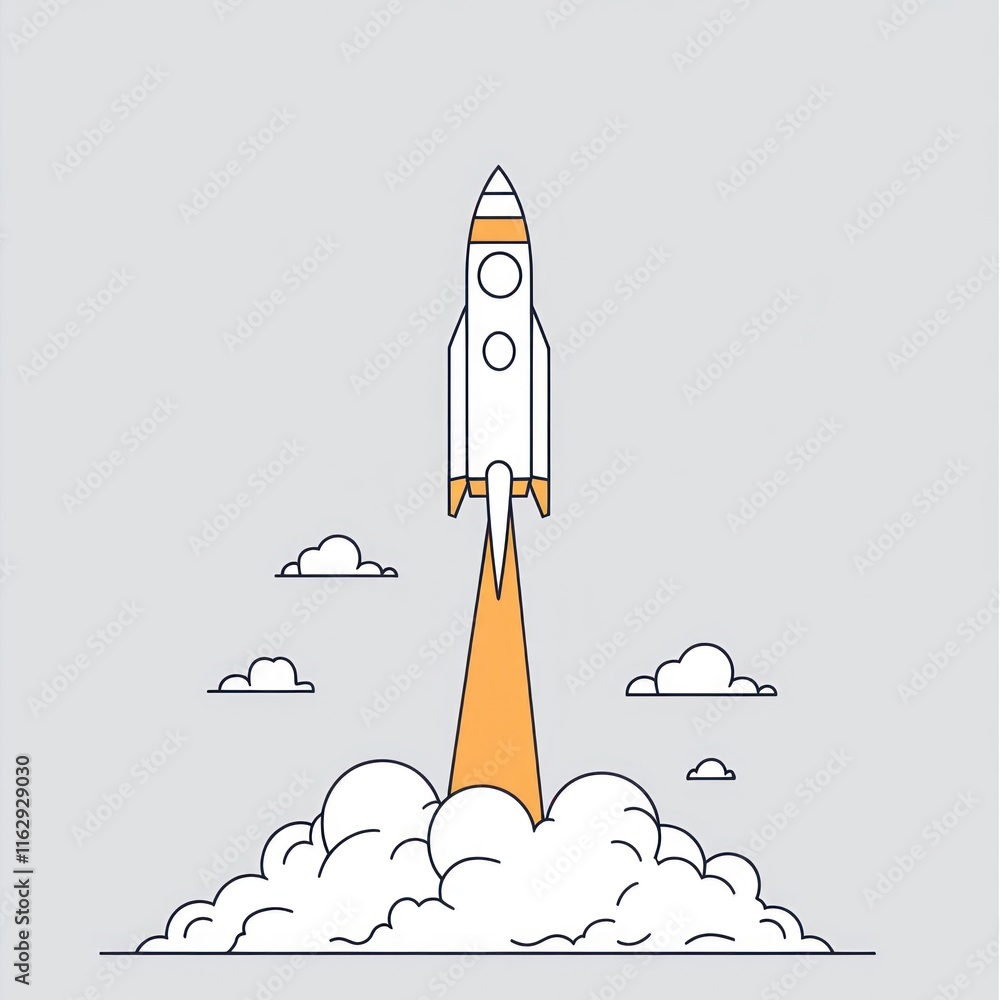 Obraz premium A Rocket Launches Through Clouds Towards the Sky