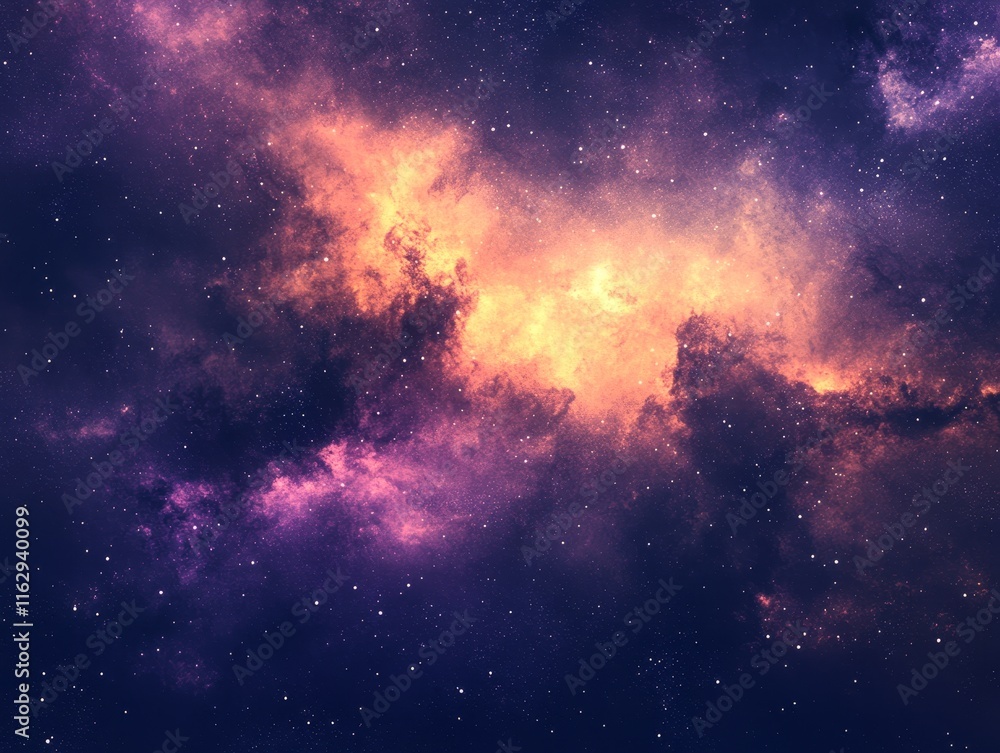 Fototapeta premium A vibrant cosmic scene showcasing colorful nebulae and stars in a starry sky.