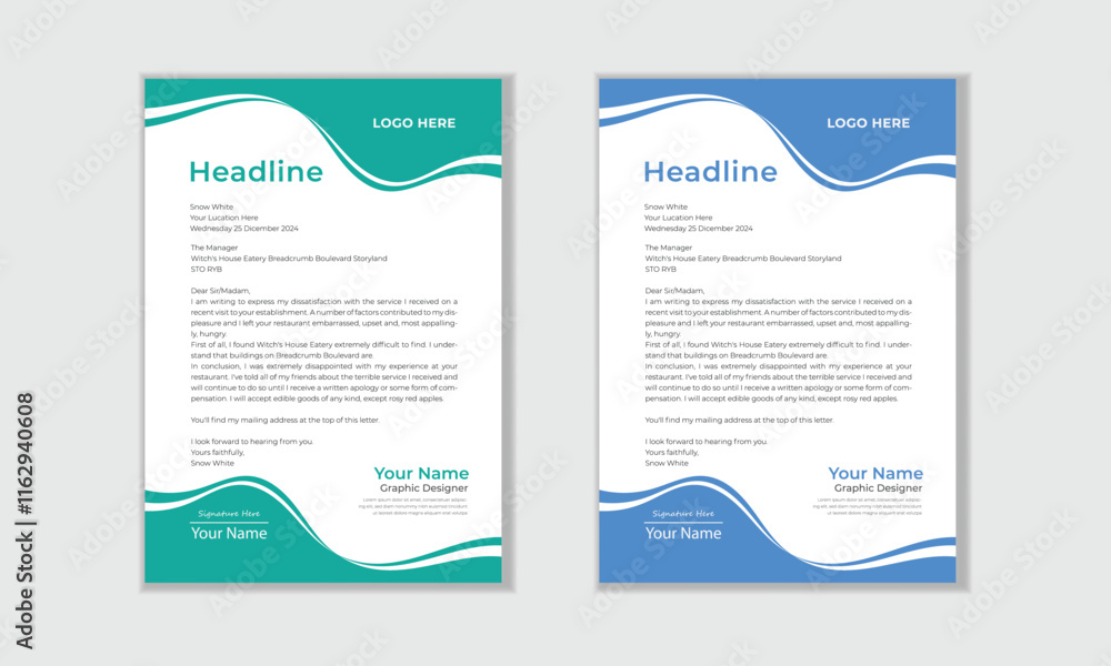 Modern letterhead template with colorful design Modern letterhead template with colorful design