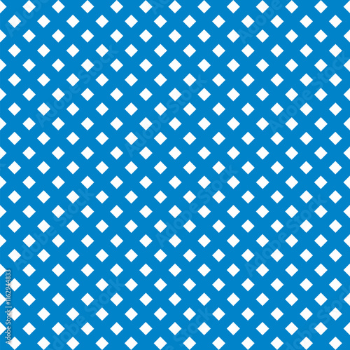 Tileable artistic vibrant blue quadrangle shape spliced form template. Trendy aqua cubic carpet element. Bright navy color fashion modular mesh retro techno style creative repeat recurring fond design