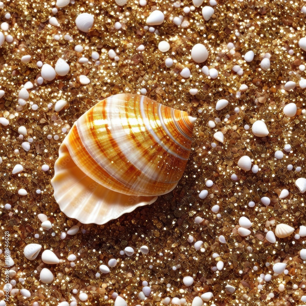 A collection of seashells some dusted with gold and silver glitter A collection of seashells some dusted with gold and silver glitter