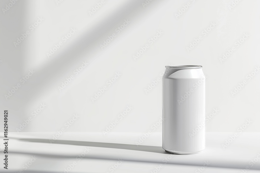 Blank White Soup Can On white Background For Canned Food Mockup . Generative ai Blank White Soup Can On white Background For Canned Food Mockup . Generative ai
