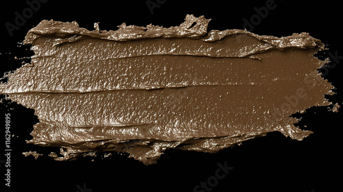 Layer of wet brown clay spread evenly on a black background, emphasizing its glossy texture. Generated with AI. photo