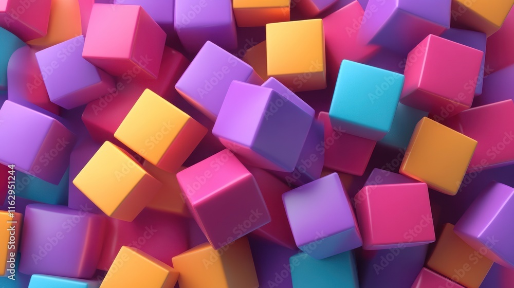 Obraz premium Vibrant Colorful Cubes Abstract 3D Render