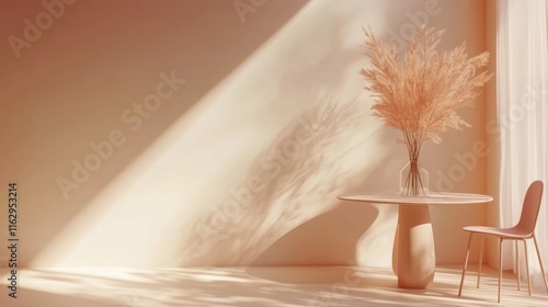 Wallpaper Mural Sunlit Interior Design: Pampas Grass on Round Table Torontodigital.ca