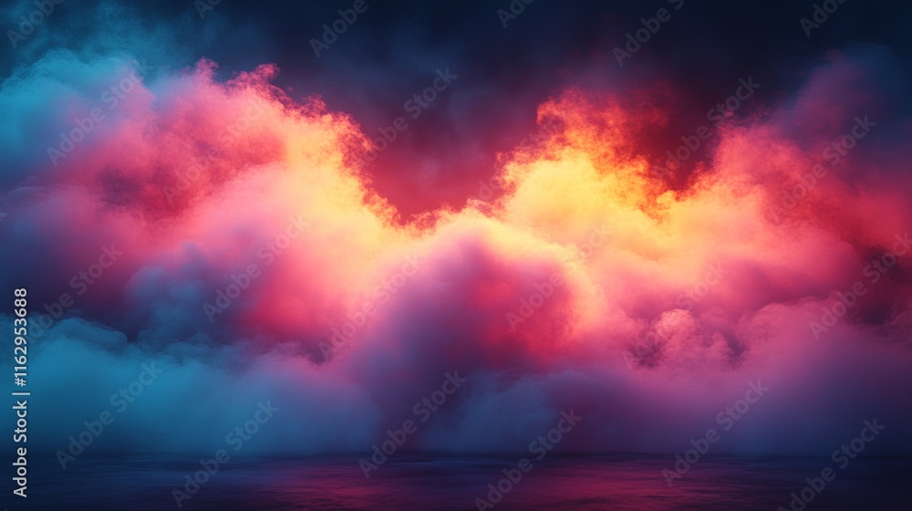 Naklejka premium Dreamy sky with glowing pink and blue clouds