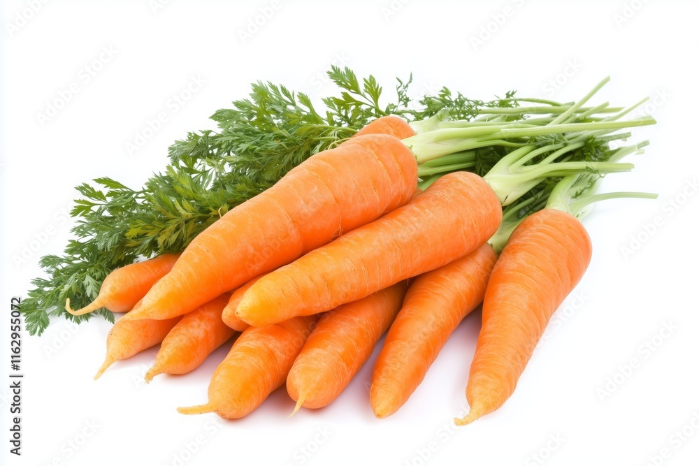 Isolated carrots. Heap of fresh carrots with stems isolated on white background Isolated carrots. Heap of fresh carrots with stems isolated on white background