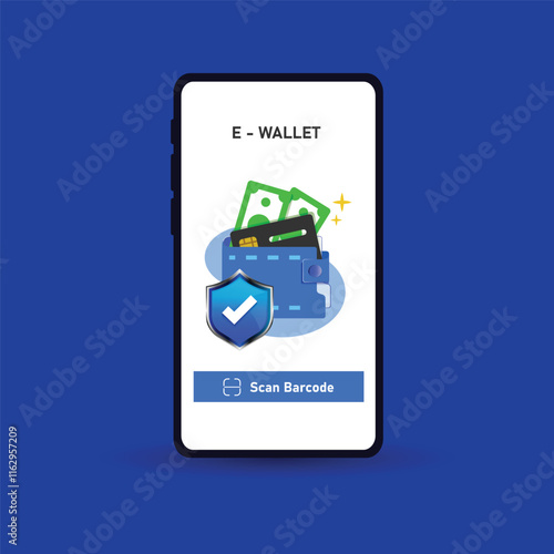 Payment with mobile wallet illustration design vector