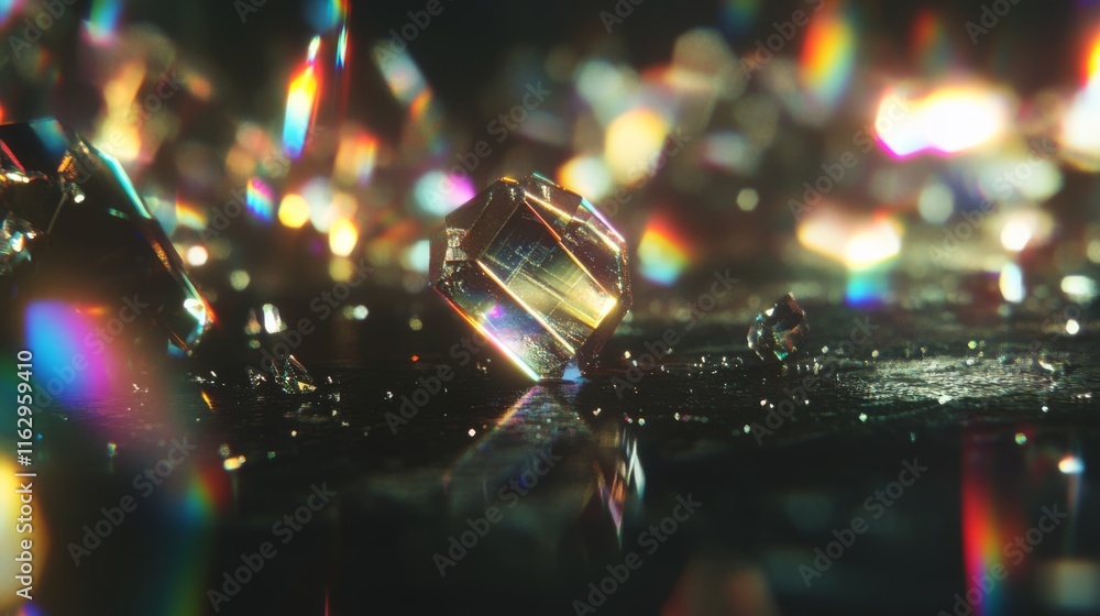 Fototapeta premium A close up of a diamond with a rainbow of colors surrounding it