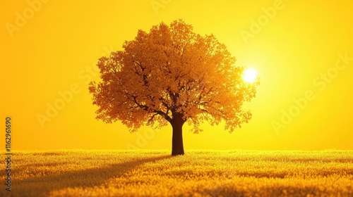 Wallpaper Mural Esg fintech Grow therapy Adhd music Mindfulness Coach Mental nature-based Auxia Sunbit Togetherall Golden autumn tree with bright orange leaves standing alone in glowing field during sunset, perfect  Torontodigital.ca