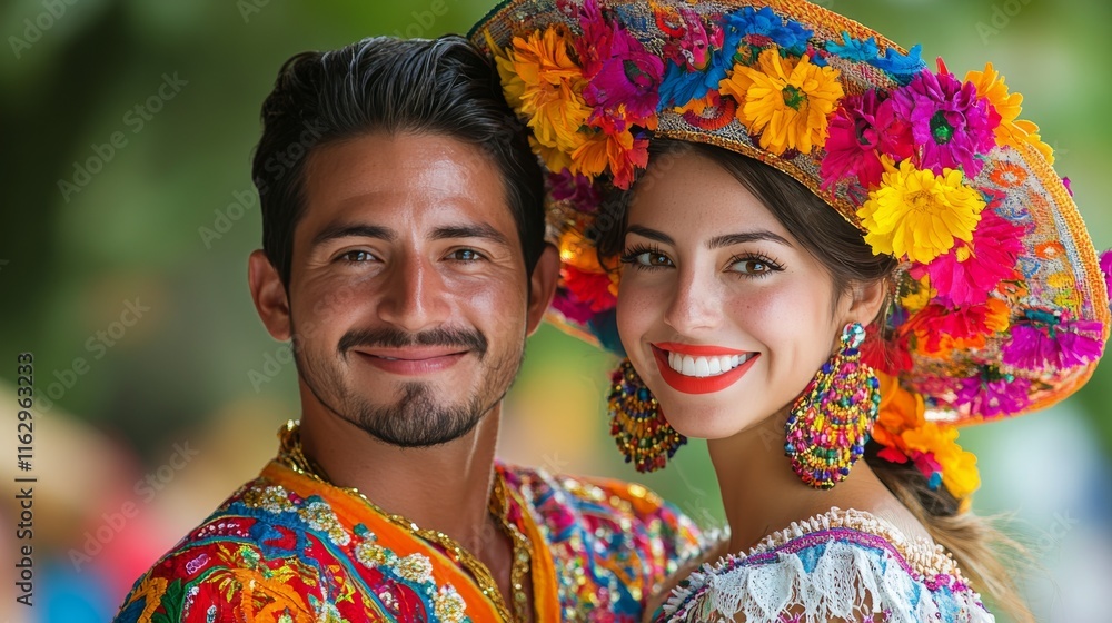 Fototapeta premium Vibrant dancer in traditional attire celebrates cultural festival with joyful movements and bright colors