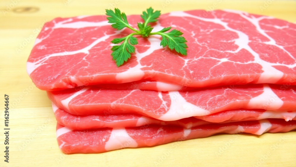 Close-up of fresh raw beef slices, perfect for food, cooking, or meat industry themes, showcasing texture and quality for culinary projects. Close-up of fresh raw beef slices, perfect for food, cooking, or meat industry themes, showcasing texture and quality for culinary projects.