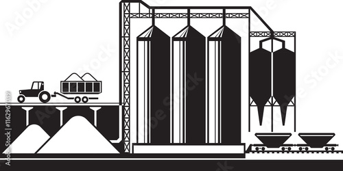 Loading silos for grain cereals - vector illustration