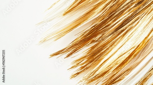 Golden Feather Fibers on a Blurred Background