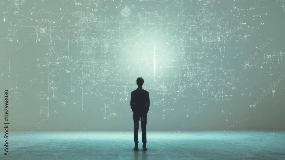 Fototapeta premium A person contemplating future technology visions.