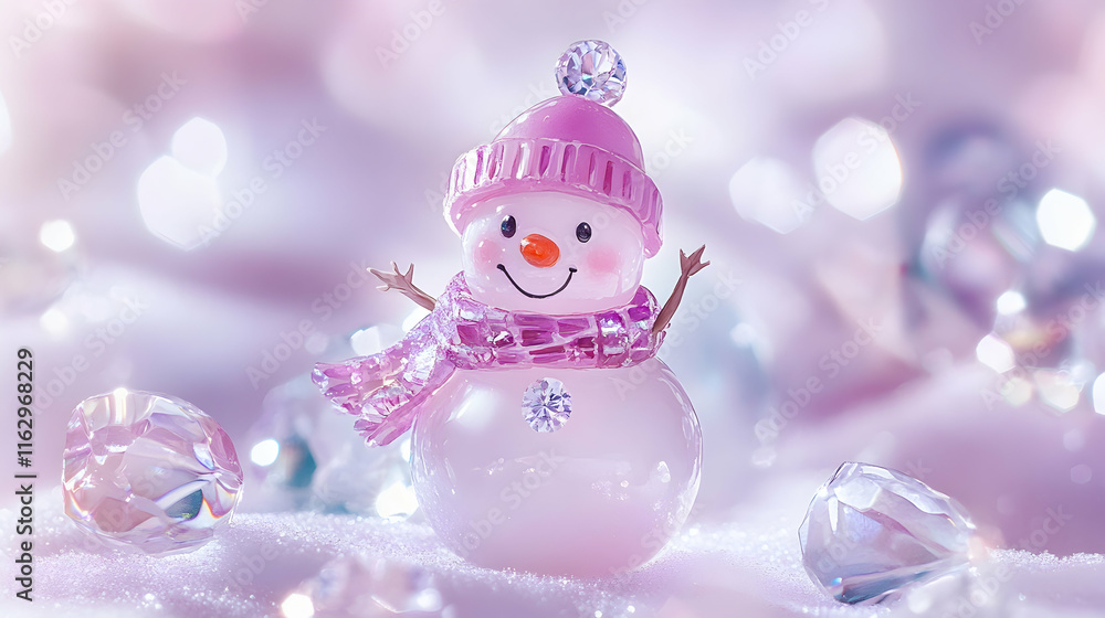 Charming watercolor illustration of a cute snowman wearing a pink hat and scarf with a cheerful expression, perfect for winter decor Charming watercolor illustration of a cute snowman wearing a pink hat and scarf with a cheerful expression, perfect for winter decor