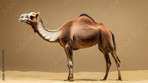 Majestic camel standing tall on a desert landscape photo