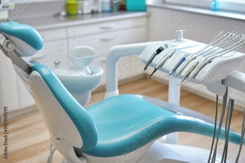 Modern dental clinic with equipment ready for patient examination and treatment in a bright environment photo