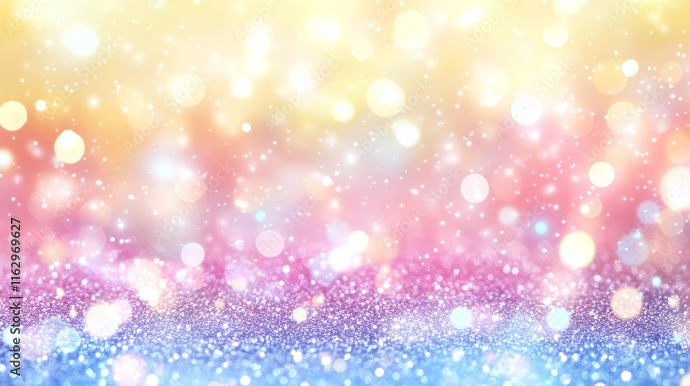 Colorful bokeh lights blend across a gradient background. Concept is dreamy and festive. Colorful bokeh lights blend across a gradient background. Concept is dreamy and festive.
