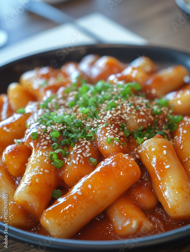 The food spills, The food is flying, Tteokbokki photo